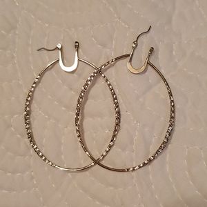 Large Hoop Earrings Silver Tone